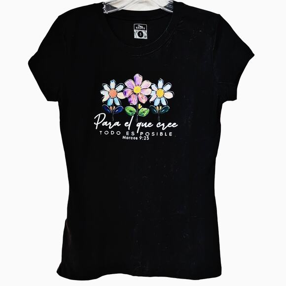NWT Para El Que Cree Todo Es Posible Black Christian T-Shirt, Women's S - Picture 3 of 3